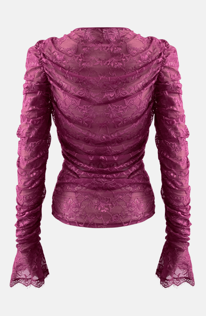 OW Collection AUDREY Lace Cardigan, Alternate, color, Cherry Lacquer