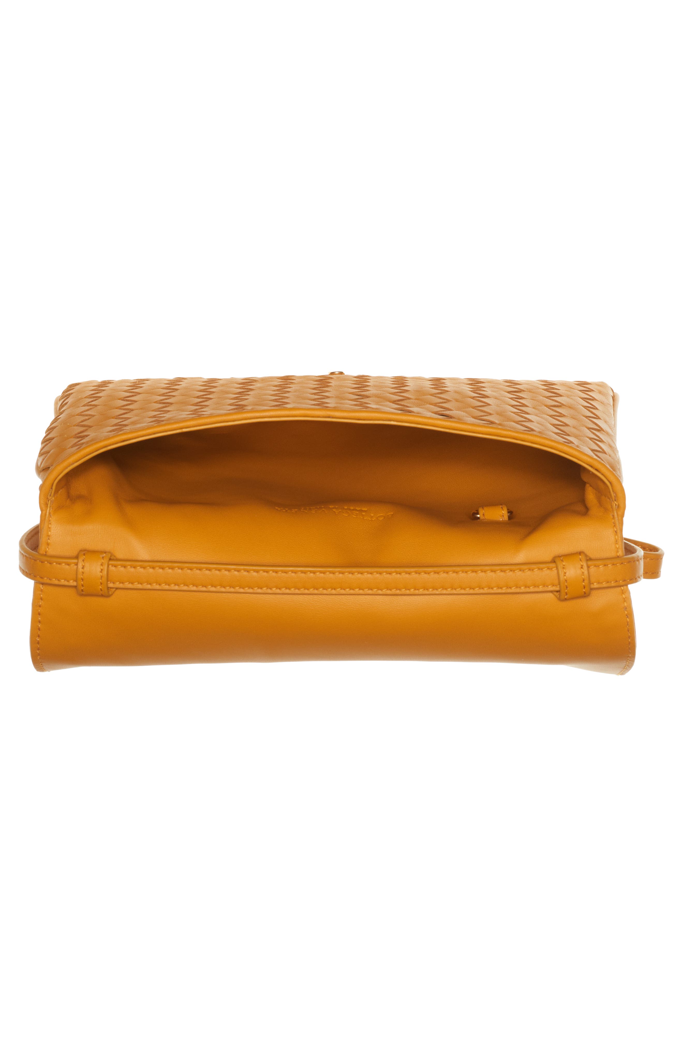 Intrecciato Leather Crossbody Flap Bag, Alternate, color, MARIGOLD/ MARIGOLD