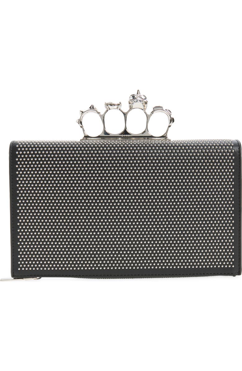 McQueen Punk Knuckle Flat Pouch, Main, color, Black
