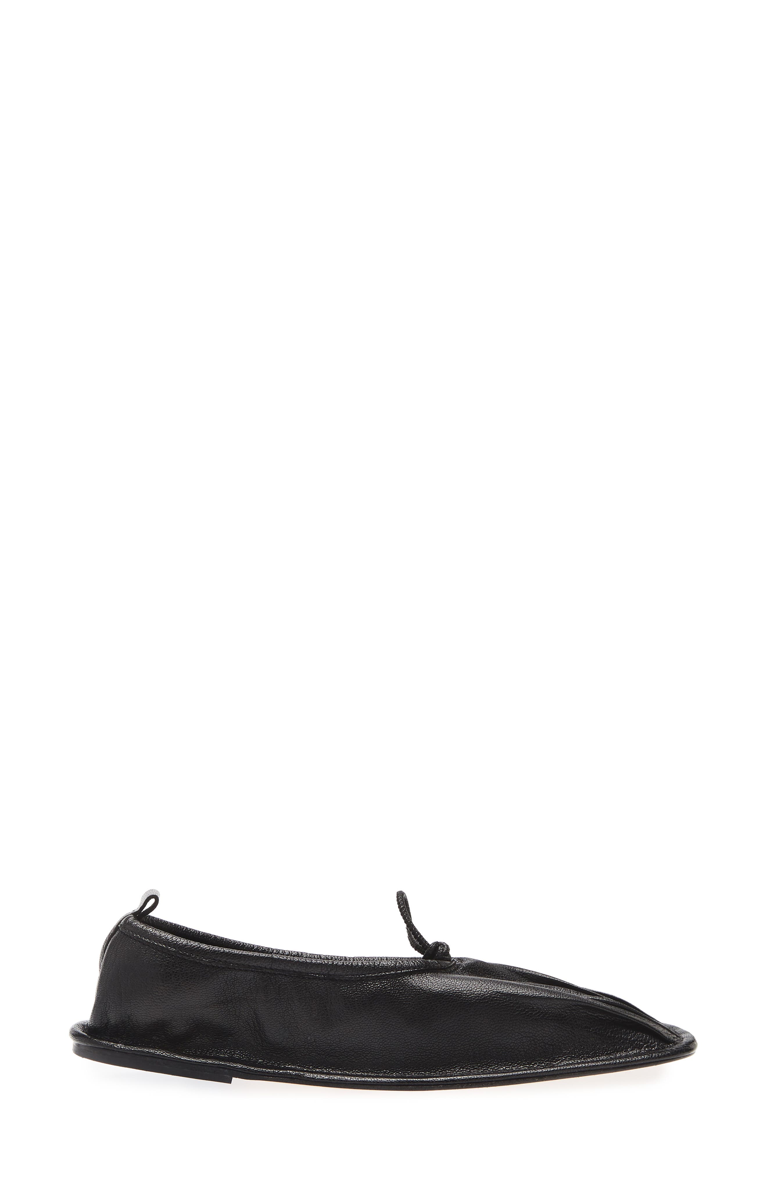 HEREU Puntera Pleated Square Toe Flat, Alternate, color, Black