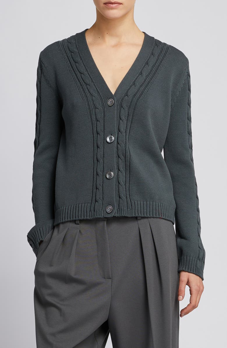 MM by Max Mara Master Cable Stitch Cardigan, Main, color, Oil