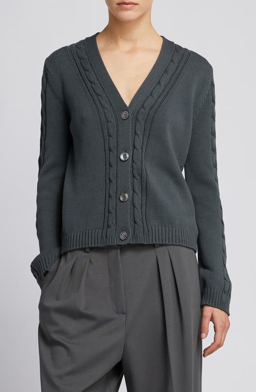 MM by Max Mara Master Cable Stitch Cardigan in Oil at Nordstrom, Size Medium