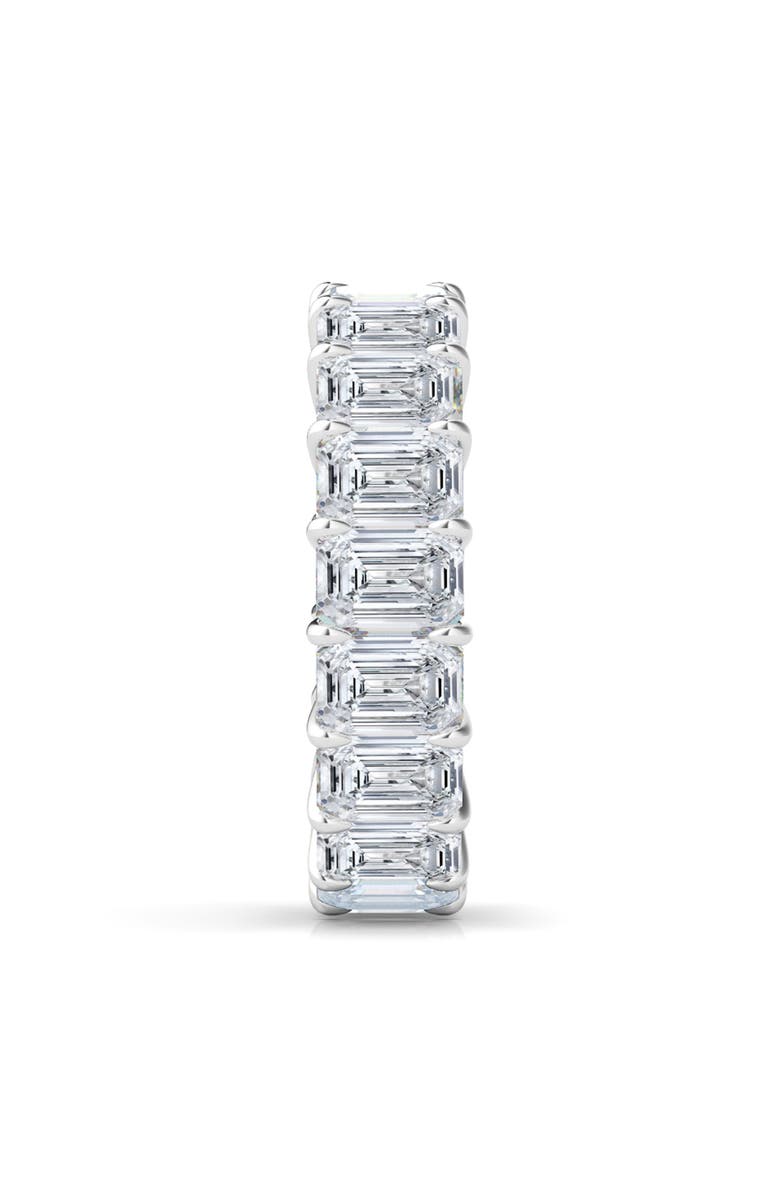 HauteCarat Emerald Cut Lab Created Diamond 18K Gold Eternity Band, Alternate, color, White Gold