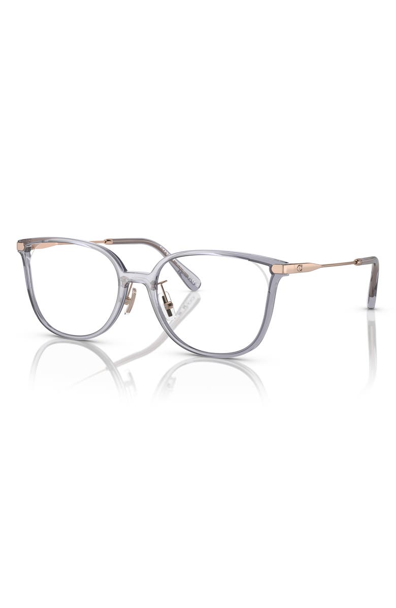 COACH 55mm Square Optical Glasses, Alternate, color, Transparent Purple / Demo Lens