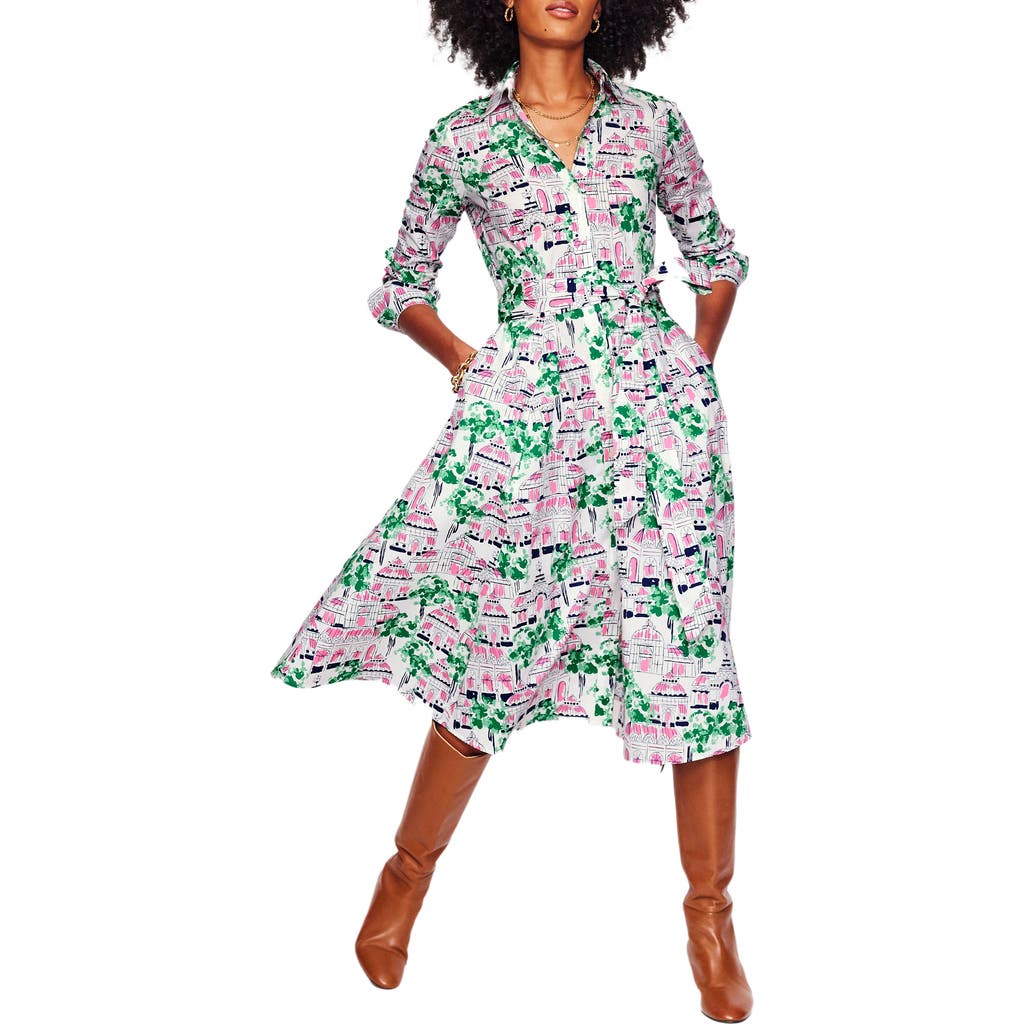 BODEN BODEN AMY PRINT LONG SLEEVE MIDI SHIRTDRESS