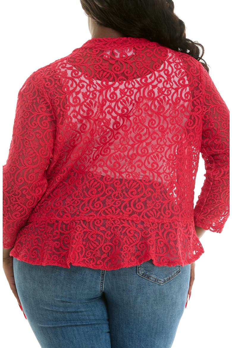 Ruffle Lace Bolero, Alternate, color, CHERRY