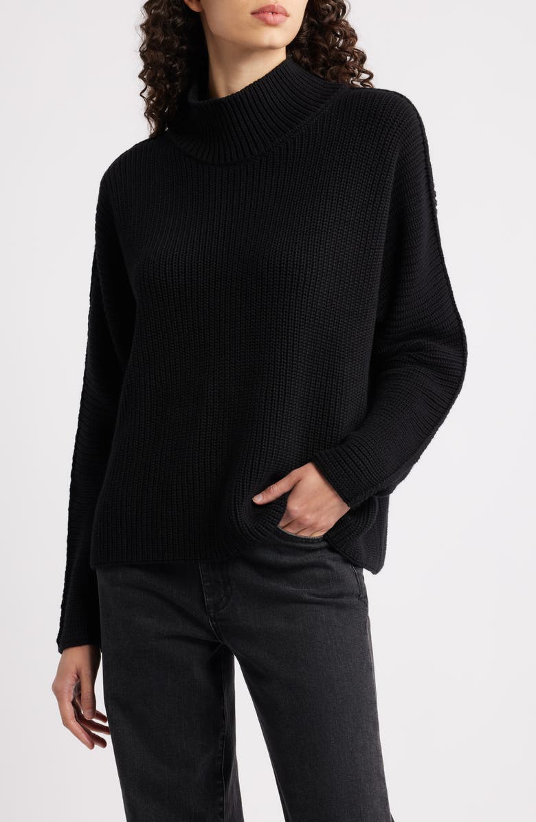 Frank & Eileen Montecito Mock Neck Cotton Sweater, Main, color, Black