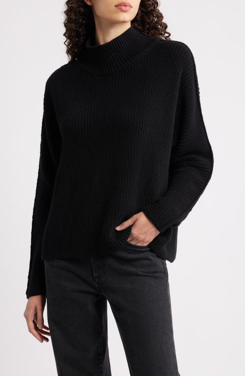 Frank & Eileen Montecito Mock Neck Cotton Sweater In Black