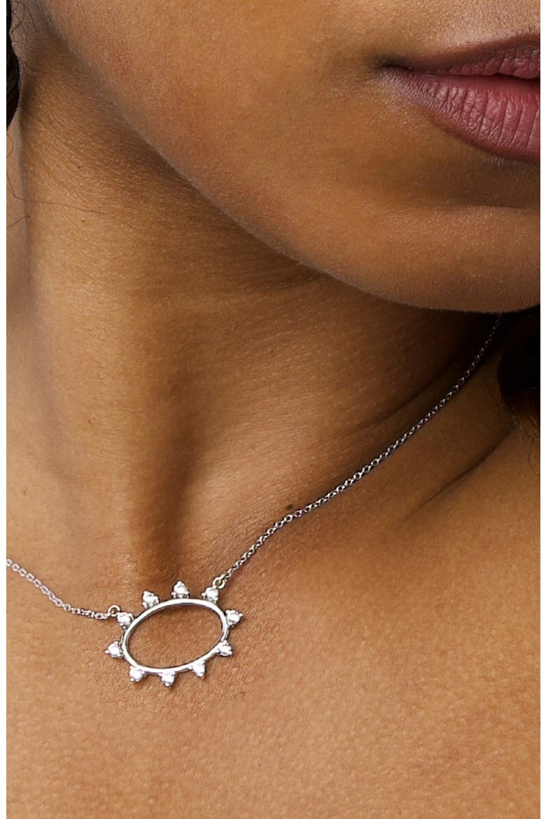 Spiky Oval Pendant, Alternate, color, Silver