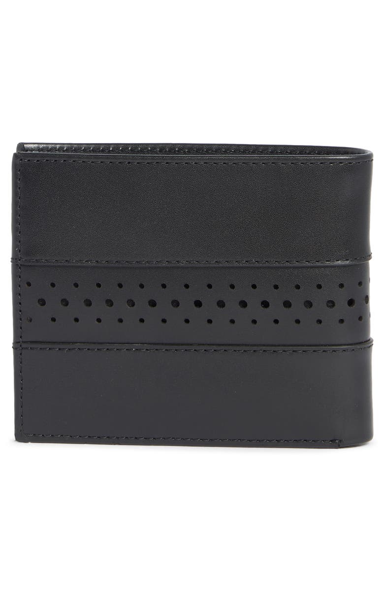 Cole Haan Naomi Brogue Leather Passcase Wallet, Alternate, color, Black