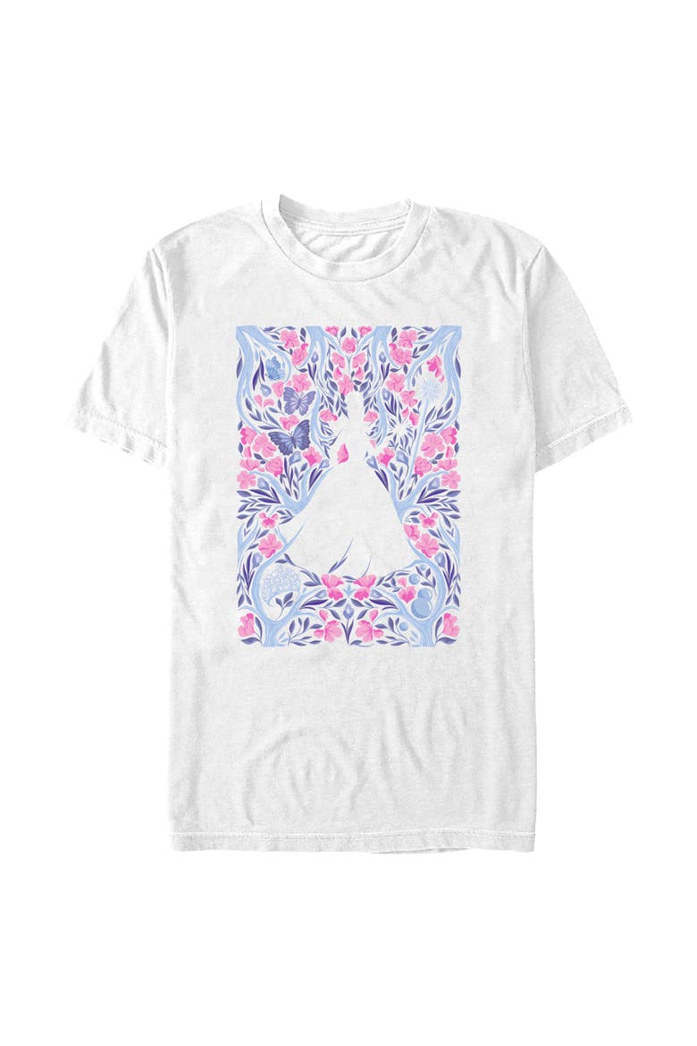 Mens Wicked For Good Glinda Floral Purple and Pink Poster T Shirt, Main, color, White