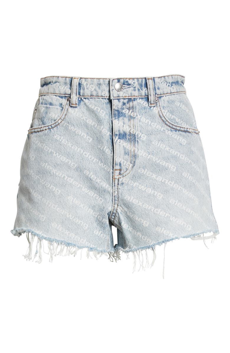 Alexander Wang Bite Logo Cutoff Denim Shorts, Alternate, color, Pebble Bleach