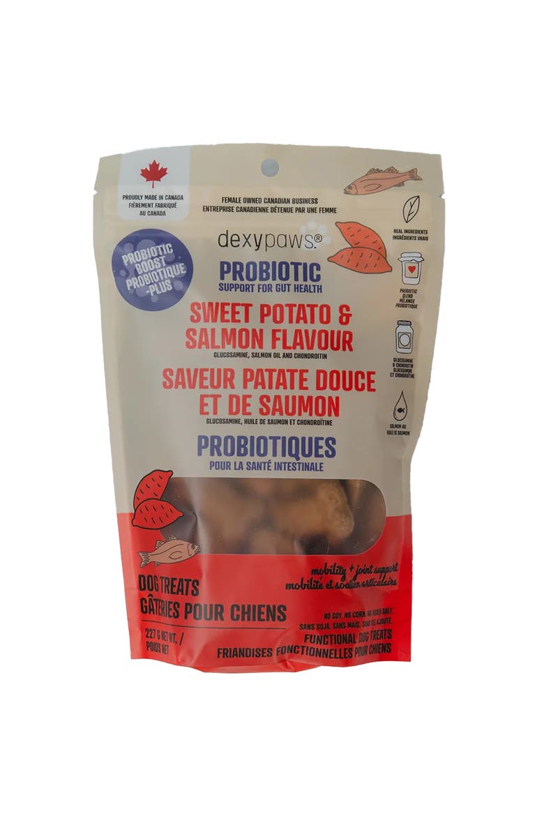 Sweet Potato & Salmon 8oz Probiotic Dog Treats, Main, color, Red