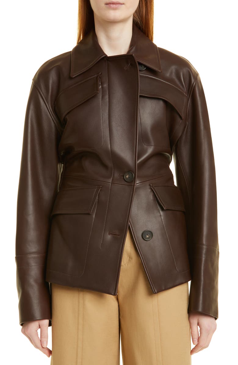 Vince Leather Safari Jacket, Alternate, color, 