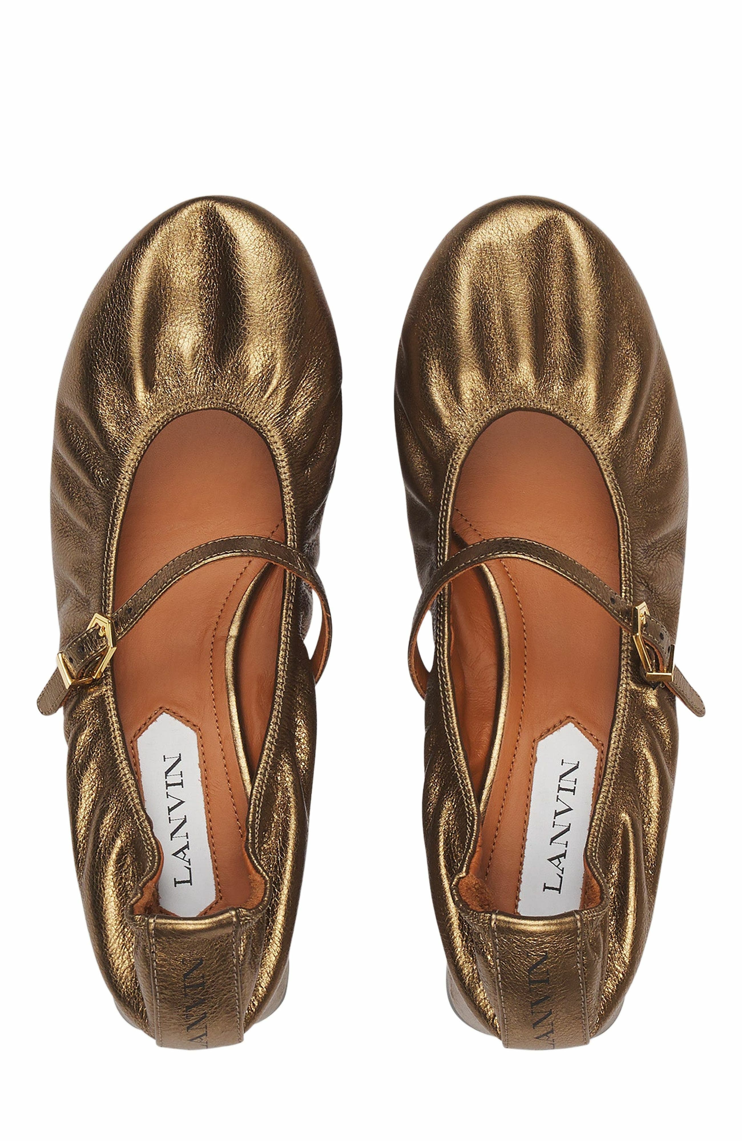 Lanvin Mary Janes With Metallic Leather Heels, Alternate, color, 