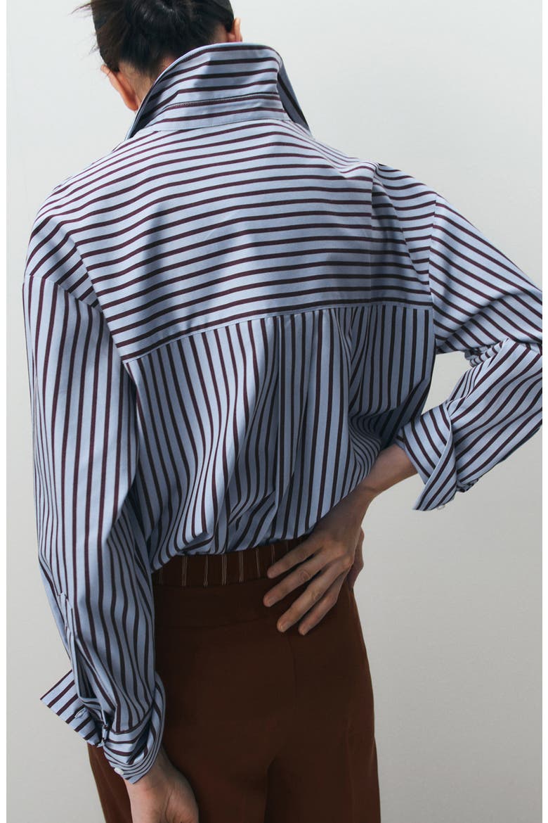 Stripe Cotton Blend Button-Up Shirt, Alternate, color, SKY BLUE