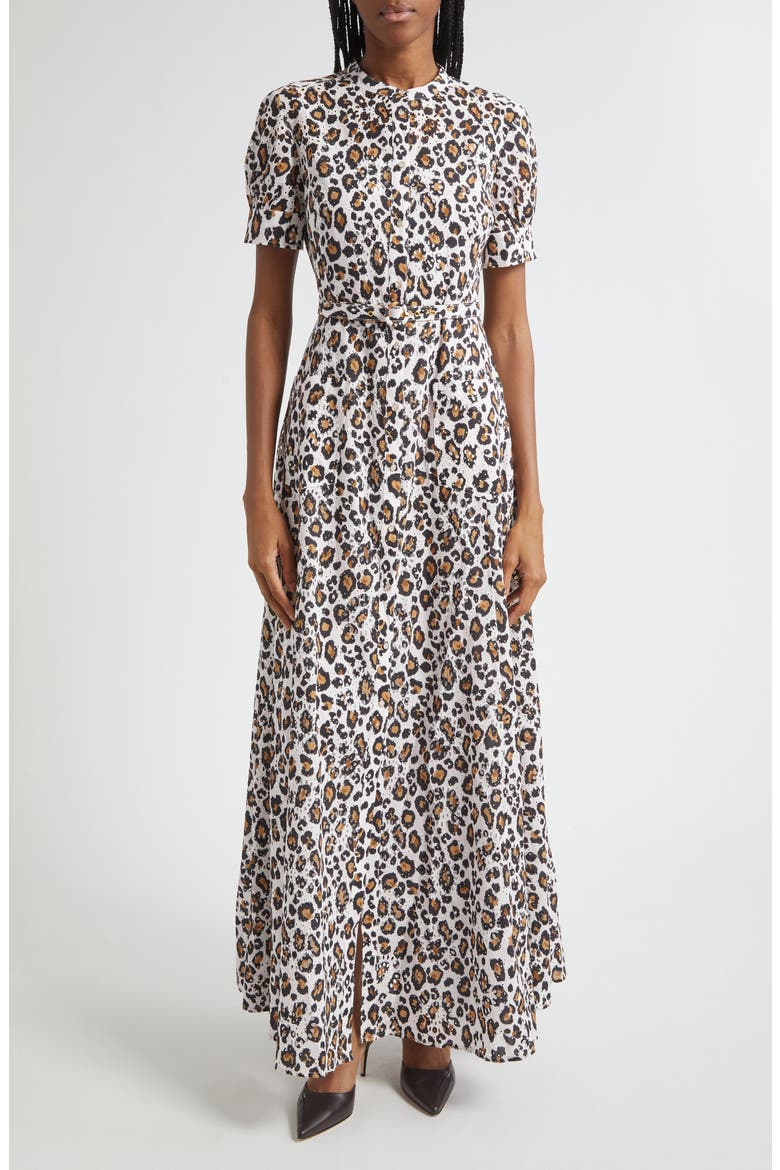 Leopard Print Cotton Eyelet Belted Shirtdress, Main, color, LEOPARD PRINT