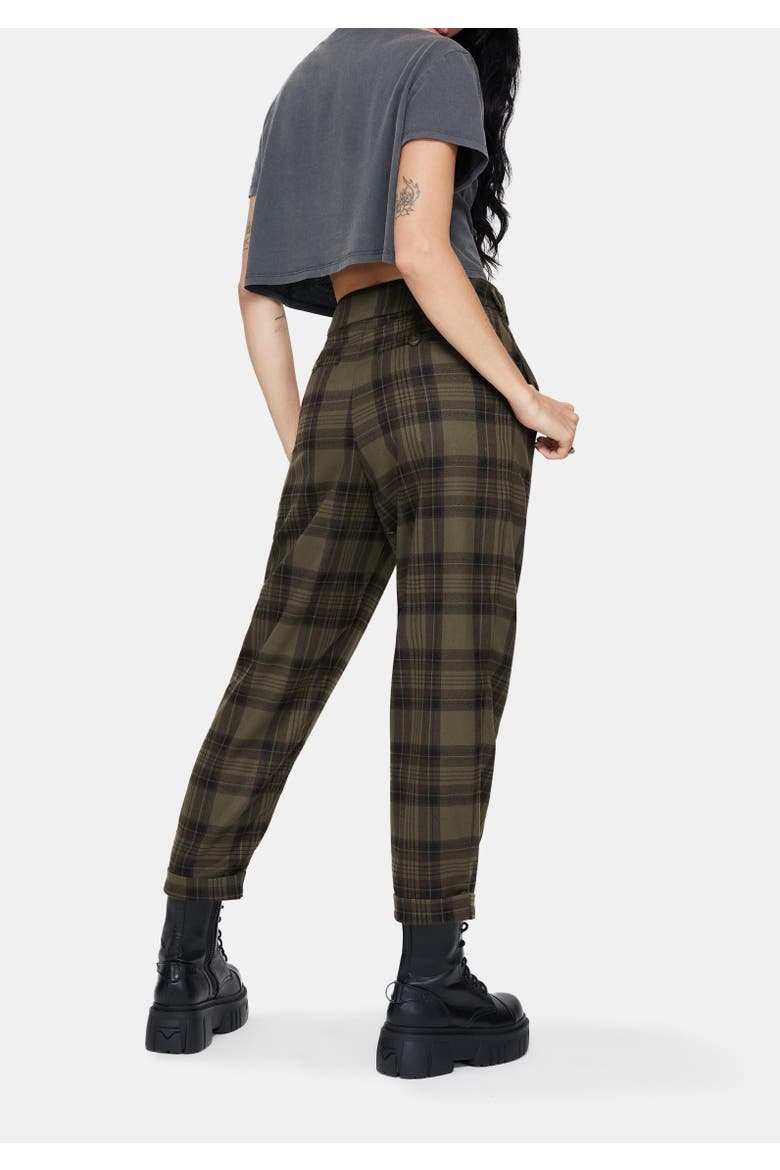 Cecily Buckle Check Balloon Trousers, Alternate, color, Green
