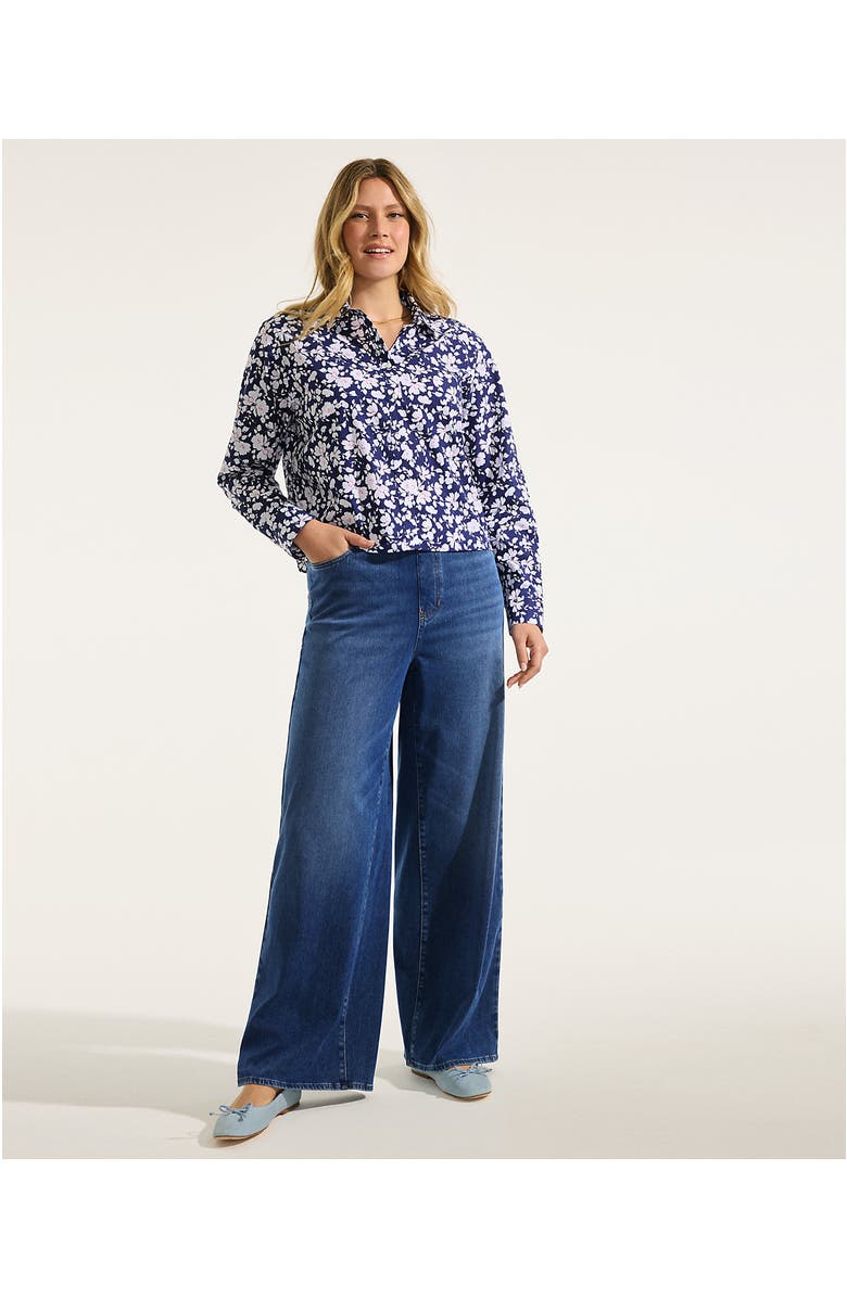 Lands' End Starfish Denim High Rise Wide Leg Jeans, Alternate, color, Indigo Tide Blue