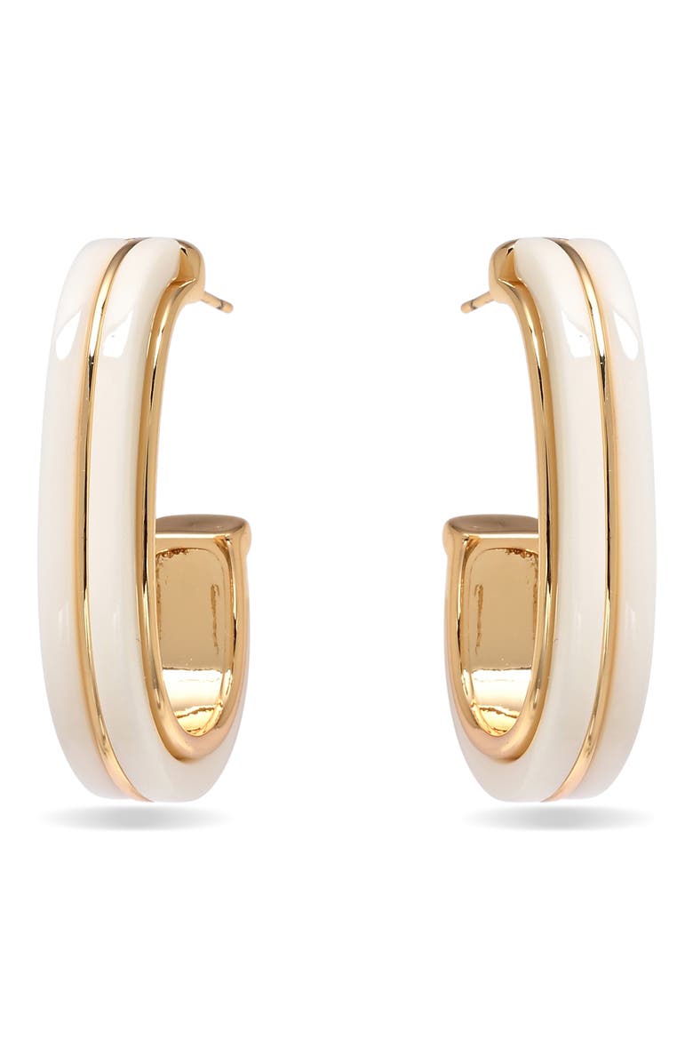 Bianca Enamel Hoop Earrings, Alternate, color, WHITE