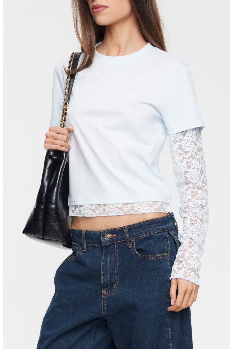 Baby Bottega Lace Trim Layered Tee, Alternate, color, SOFT BLUE