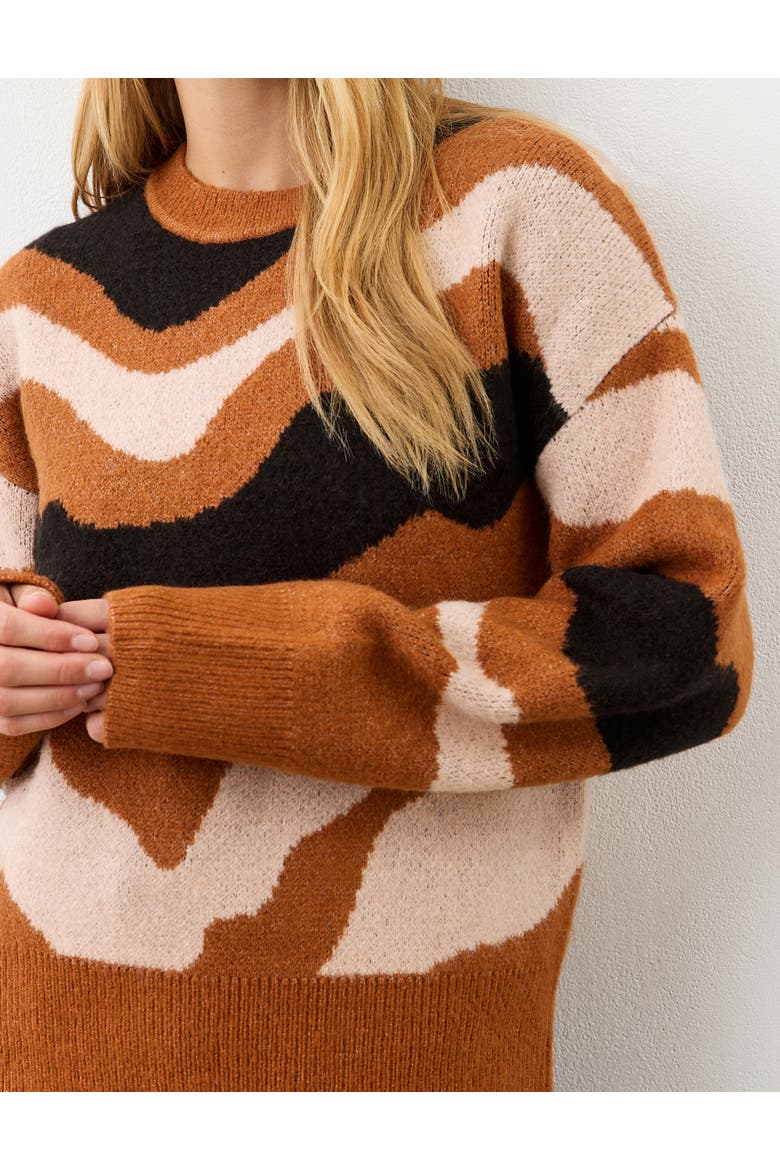 Minnie Abstract Print Knitted Sweater, Alternate, color, Brown