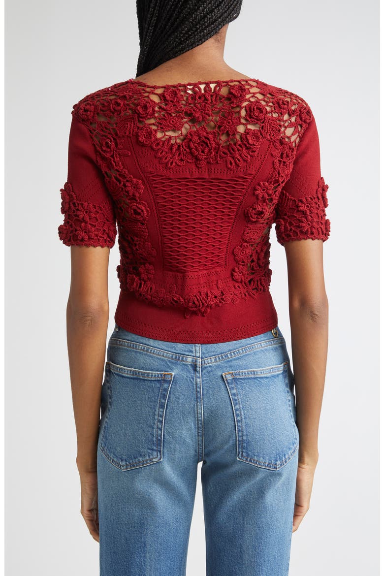 Stella Crochet Detail Knit Top, Alternate, color, BEGONIA