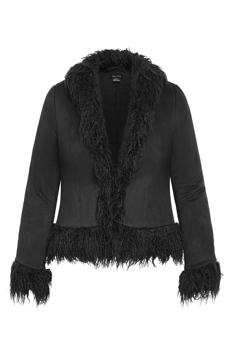 City Chic Indie Faux Fur Trim Jacket, Alternate, color, 