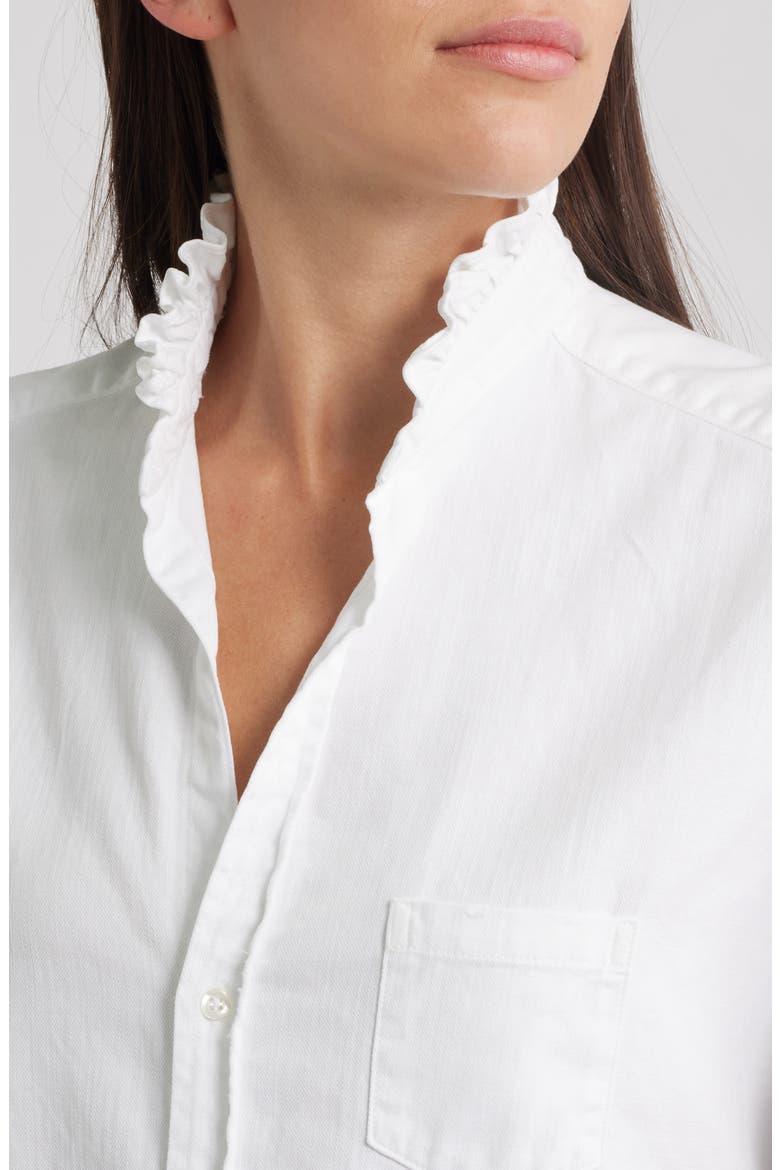 Ruffle Collar Relaxed Button Up Shirt, Alternate, color, WHITE