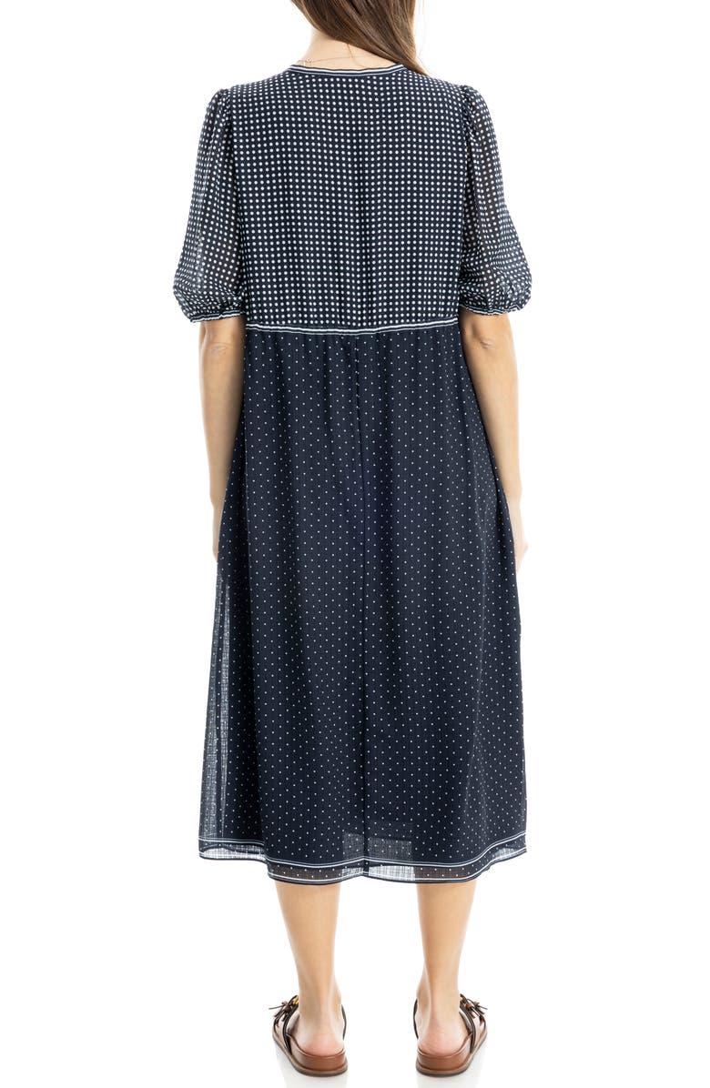 MAX STUDIO Babydoll Midi Dress, Alternate, color, Navy/ Cream