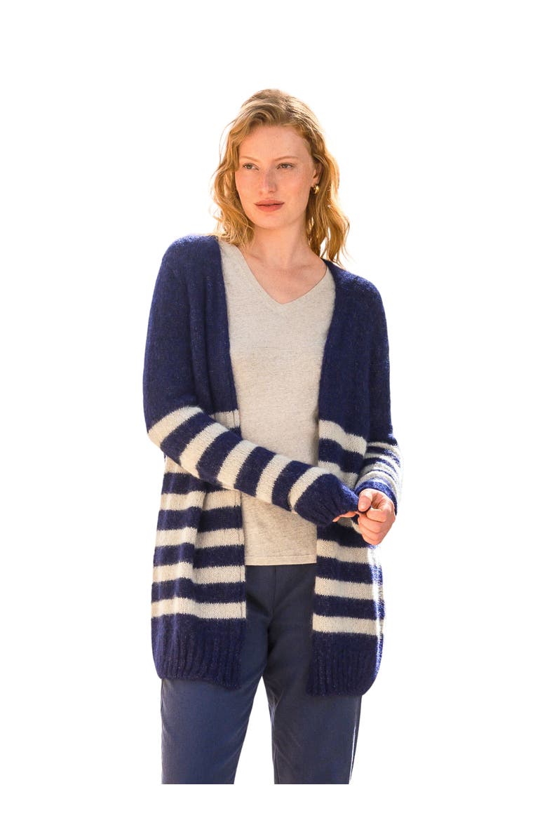 Celtic & Co. Longline Edge To Edge Cardigan, Main, color, Navy / Oatmeal
