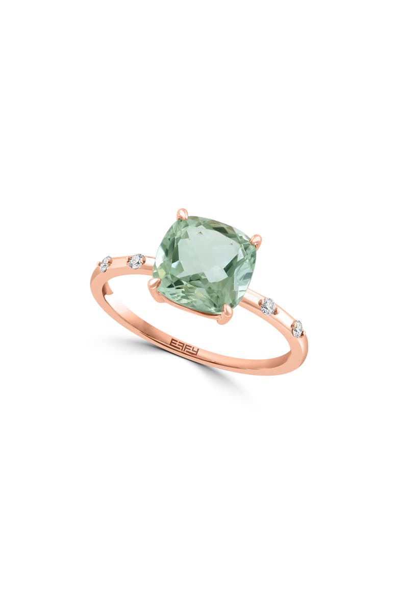 14K Rose Gold Pavé Diamond Quartz Ring, Main, color, BLUE