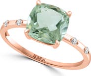 EFFY 14K Rose Gold Pavé Diamond Quartz Ring