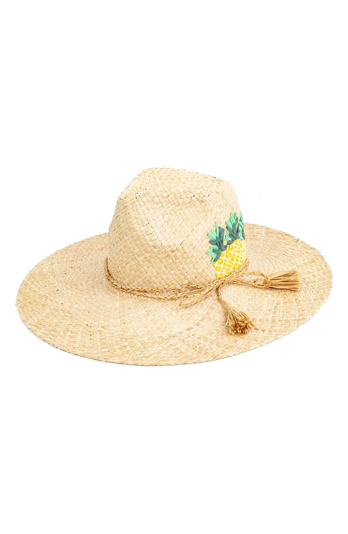 PETER GRIMM Sancho Embroidered Pineapple Straw Hat