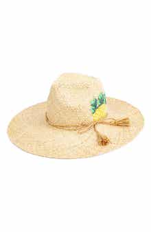 PETER GRIMM Sancho Embroidered Pineapple Straw Hat