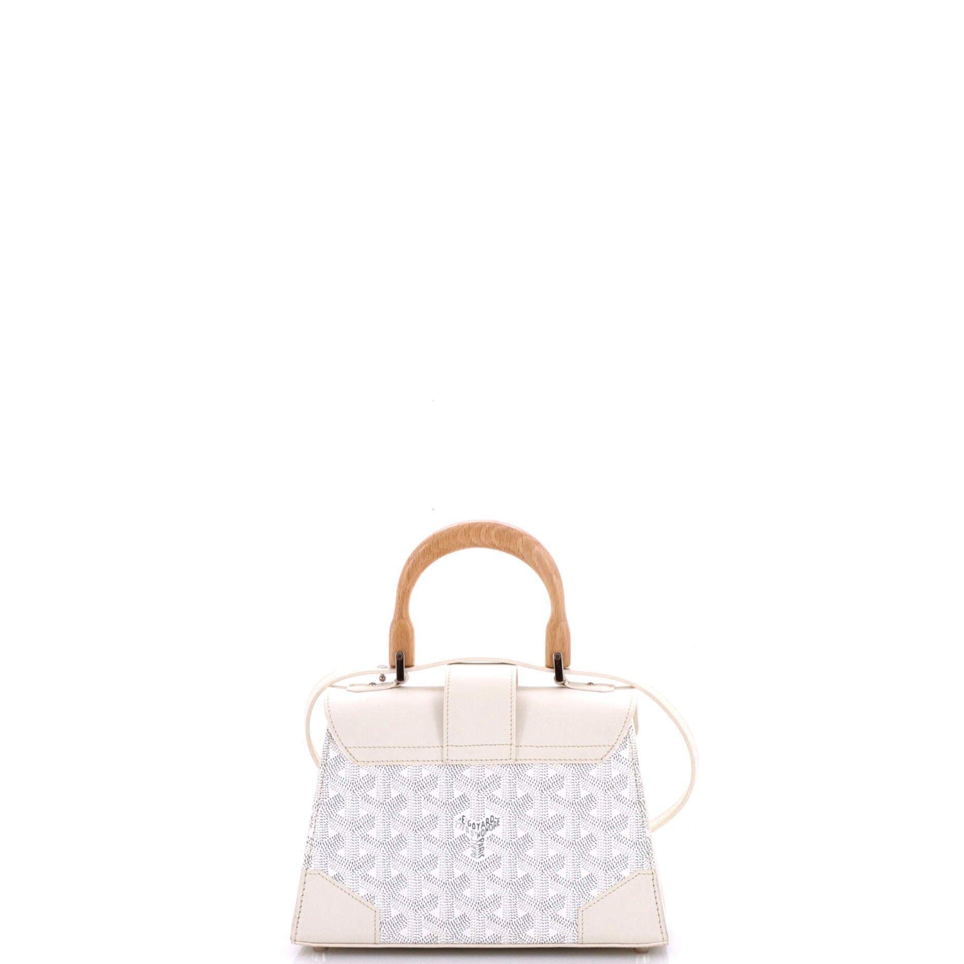 Structured Saigon Top Handle Bag Coated Canvas with Leather Mini, Alternate, color, White