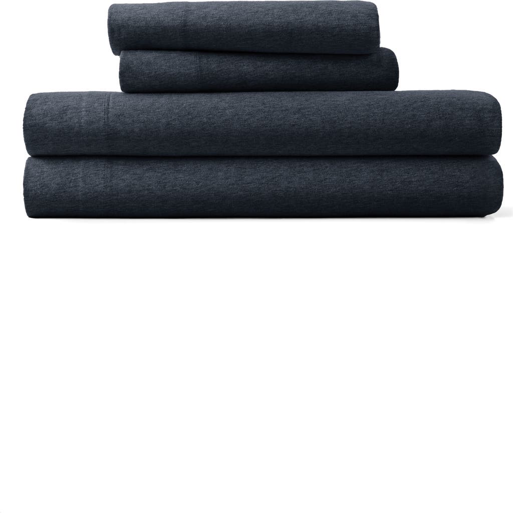 Homespun 4-piece Cotton Jersey Sheet Set In Navy