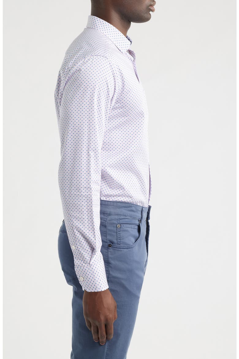 Logan Print Button-Up Shirt, Alternate, color, PINK/ NAVY MICRO DIAMOND