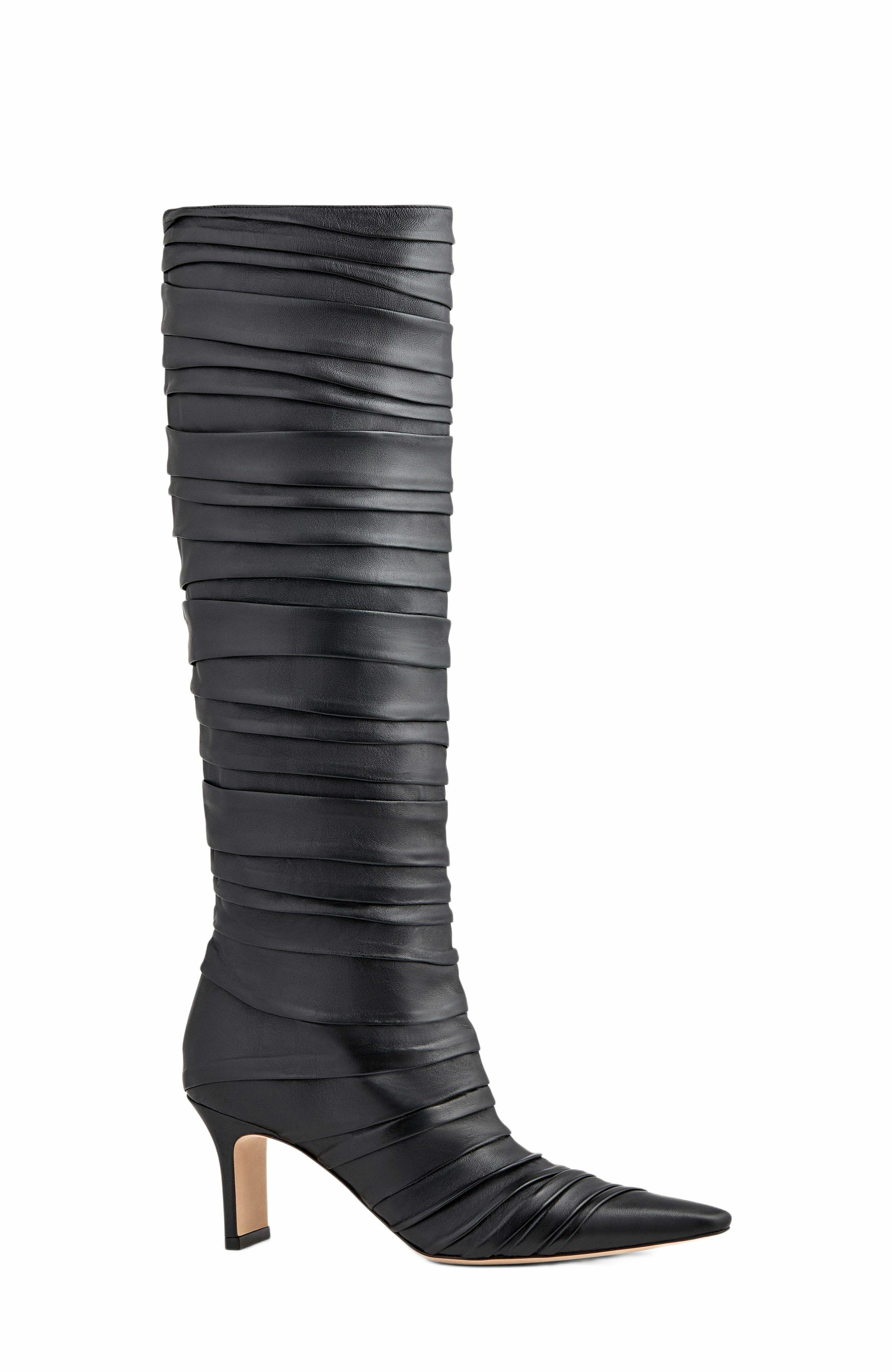 Neil J. Rodgers Plisse Knee Boot, Alternate, color, Black Nappa