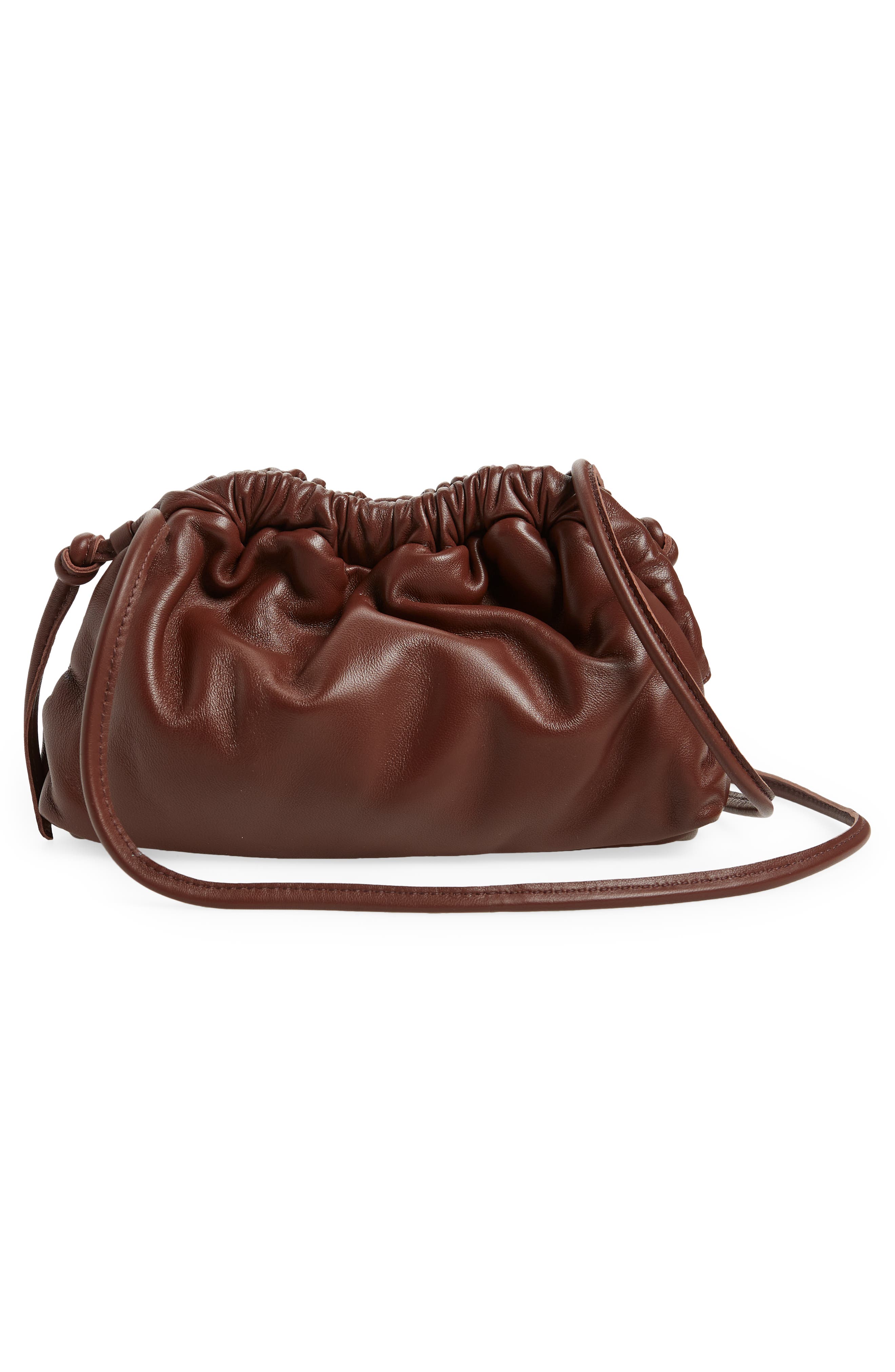 Mini Cloud Leather Clutch, Alternate, color, CHOCOLATE