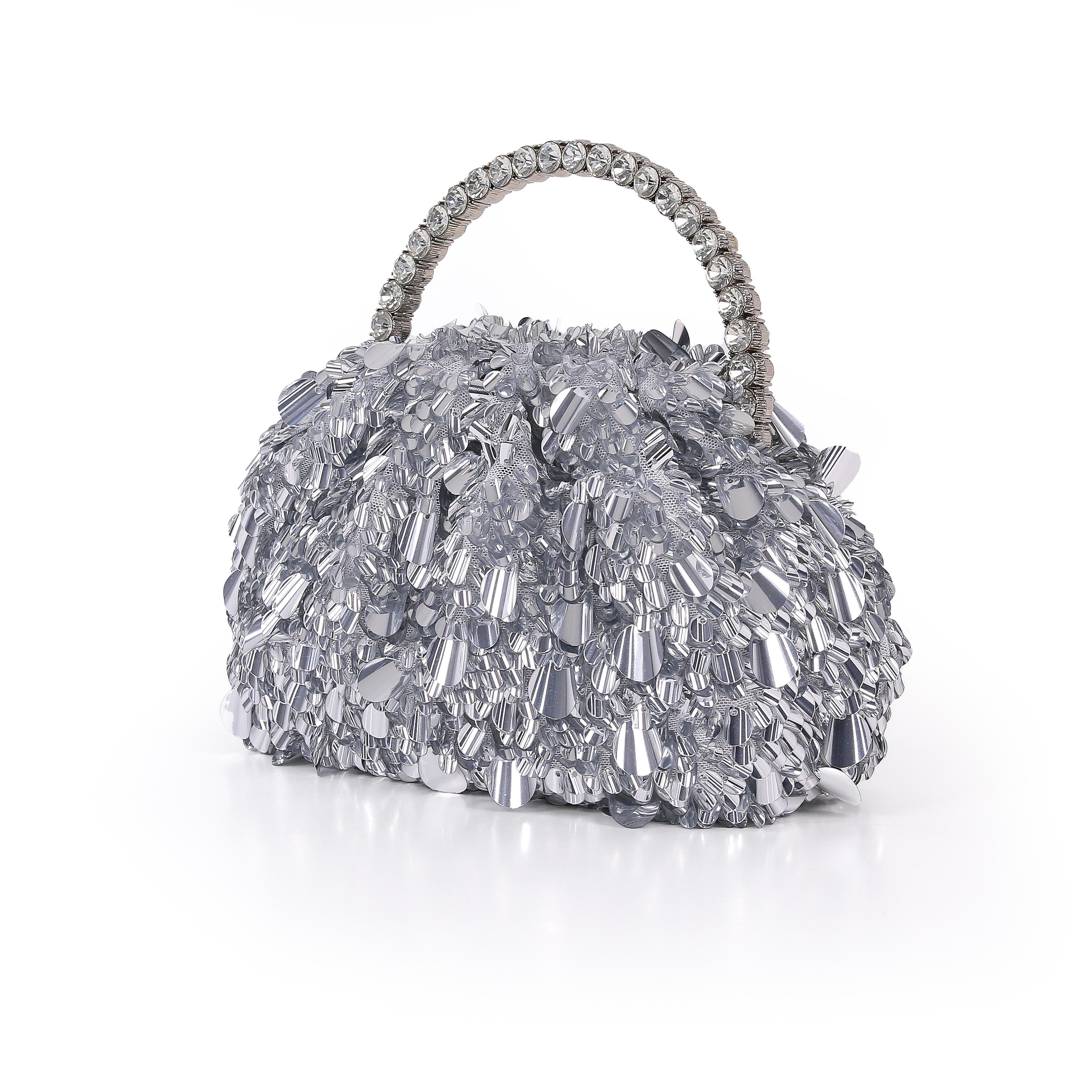 Remy Mixed Sequin Pouch Clutch, Alternate, color, Silver
