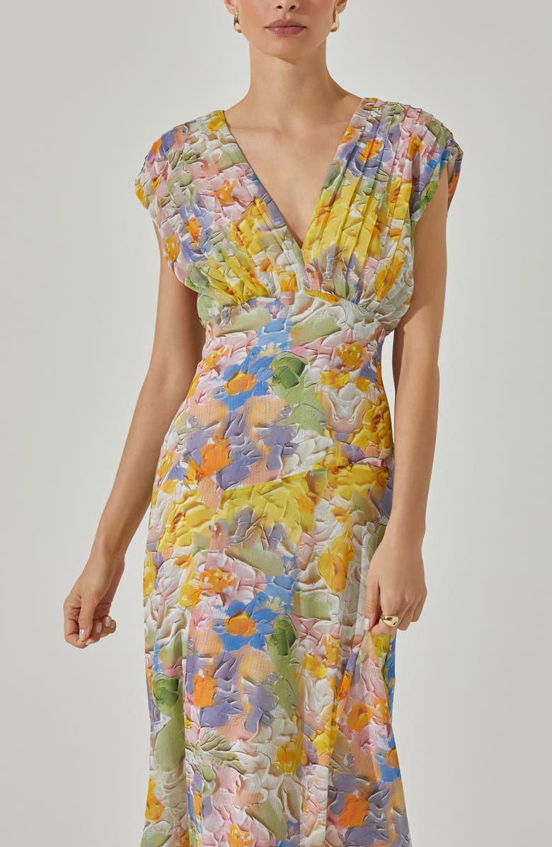 ASTR the Label Floral Pleated Bodice Midi Dress, Alternate, color, 