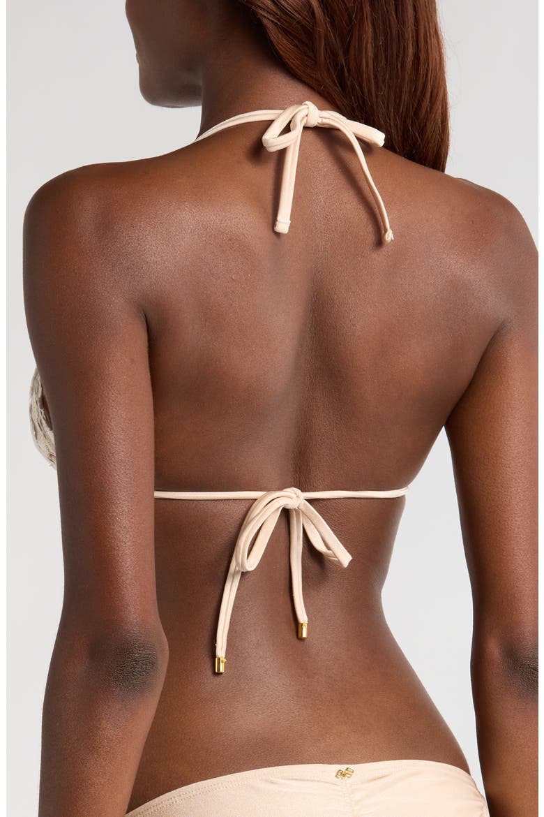Lace Triangle Bikini Top, Alternate, color, VANILLA