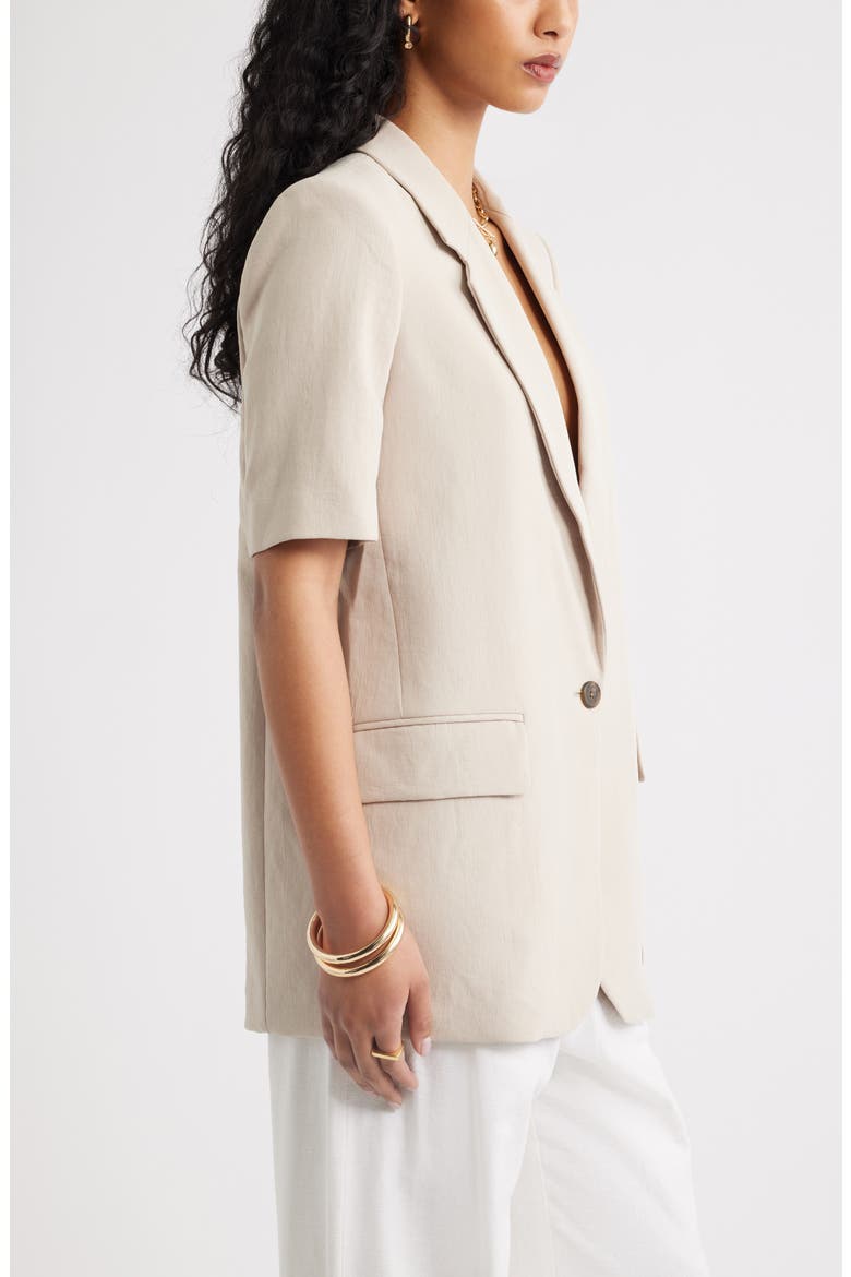 Curator Crepe Short Sleeve Blazer, Alternate, color, GREY FEATHER