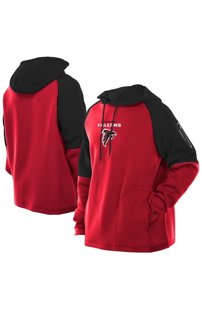 New Era Men's New Era  Red Atlanta Falcons Combine Authentic Color Block Raglan Pullover Hoodie, Main, color, Red