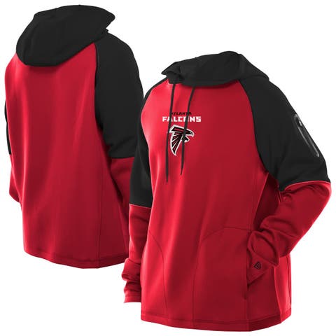 Men's New Era  Red Atlanta Falcons Combine Authentic Color Block Raglan Pullover Hoodie