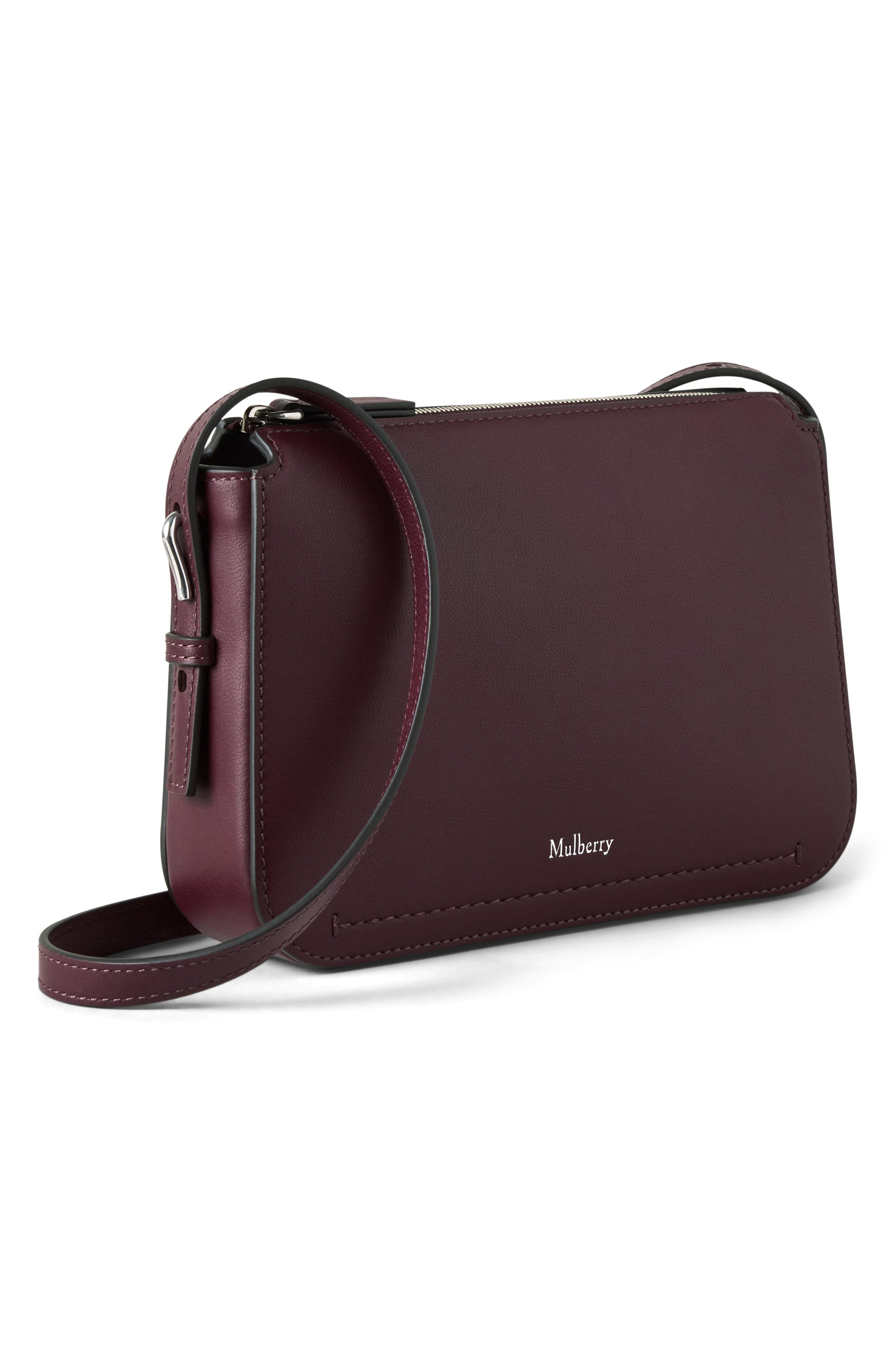 Mulberry Clovelly Leather Crossbody Bag, Alternate, color, Black Cherry
