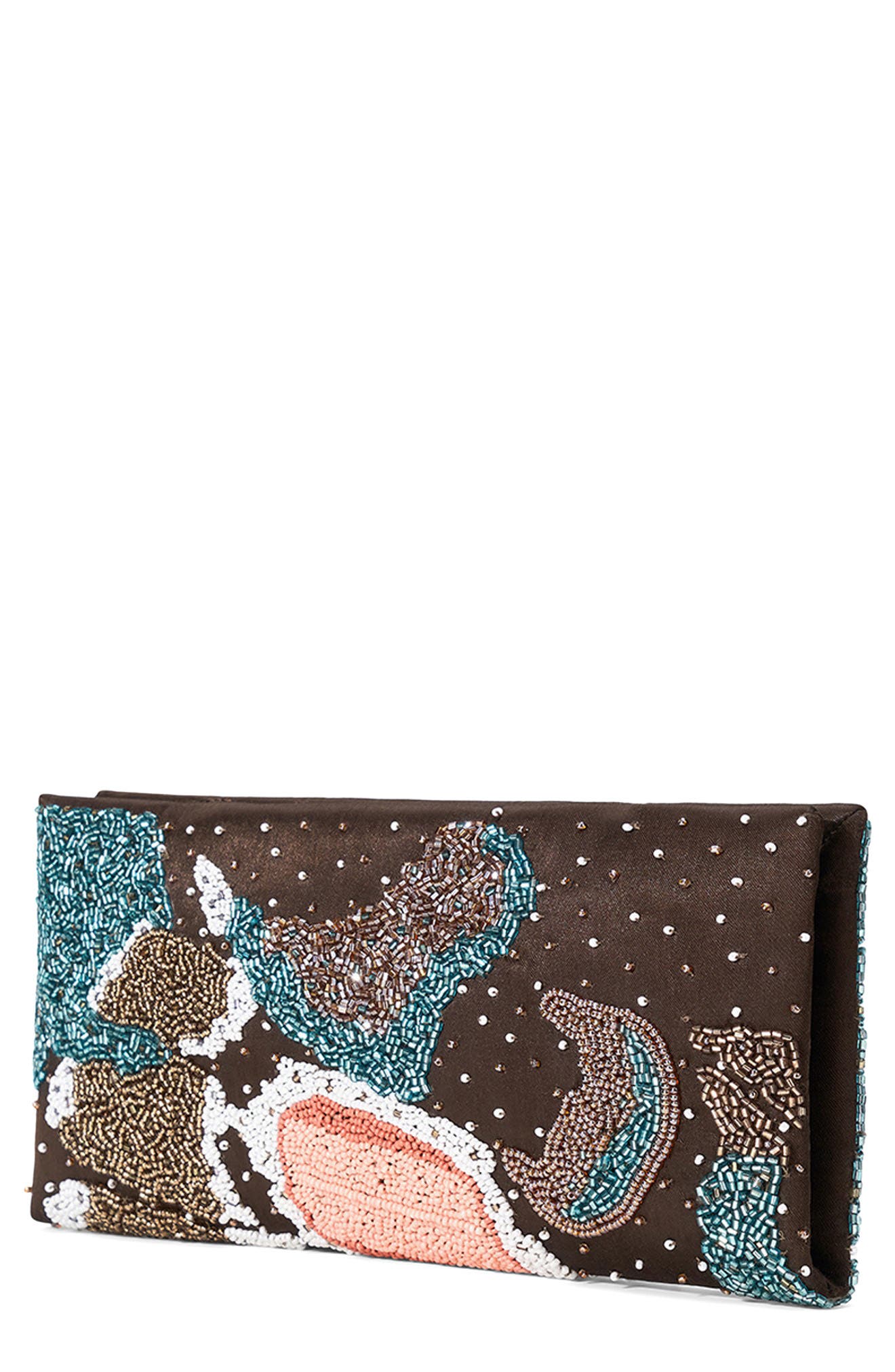 Muse Butterfly Beaded Clutch, Main, color, BUTTERFLY MOSS