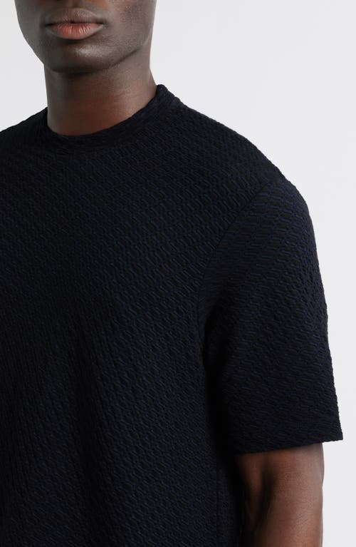 Emporio Armani Knit Jacquard Short Sleeve Sweater In Black