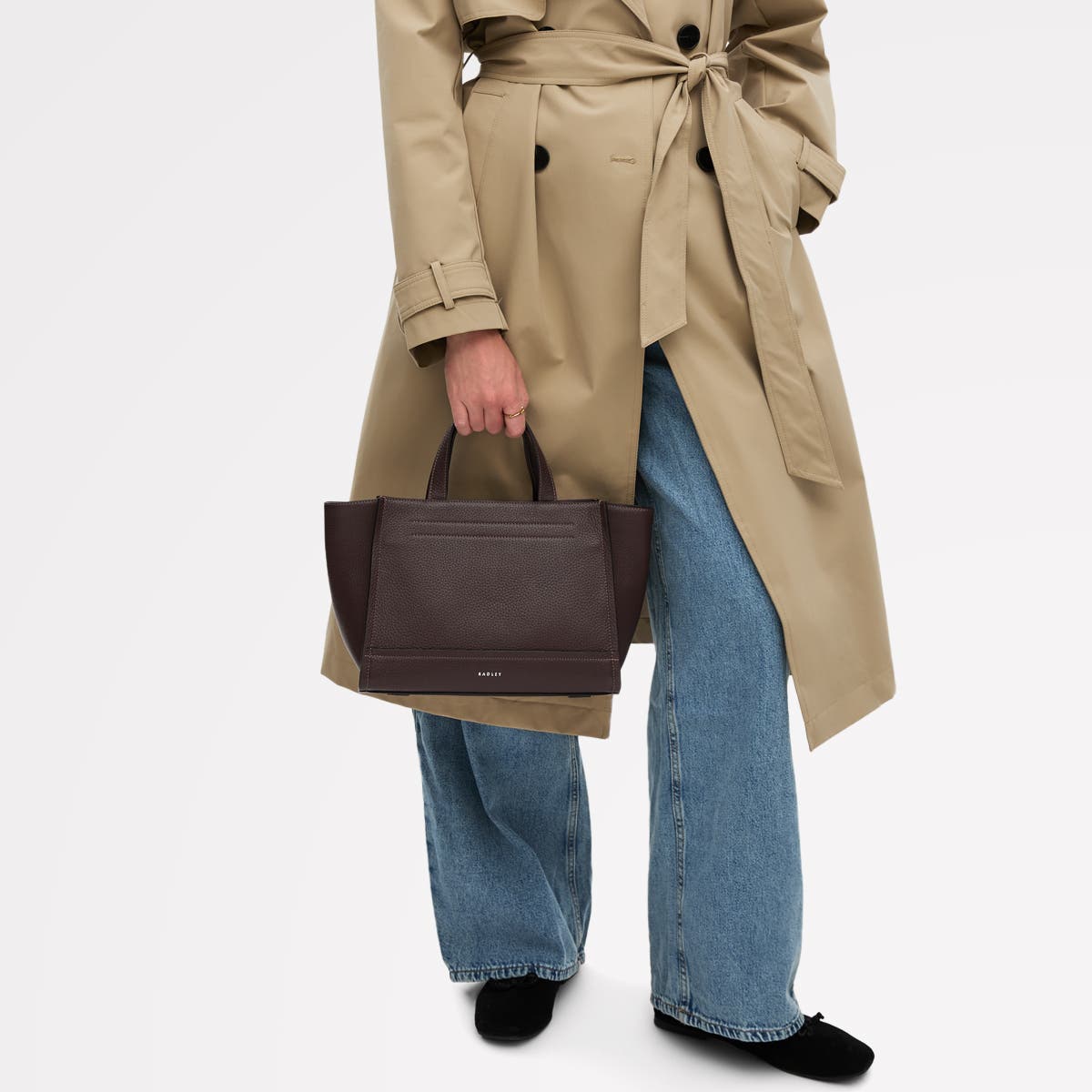 Radley Oak Street Medium Ziptop Satchel Bag, Alternate, color, Dark Oak